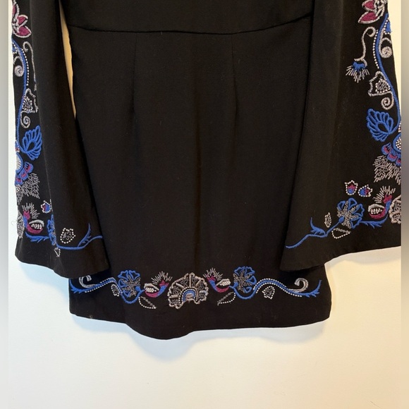 Free People Holiday Folk Black Mini Dress , sz : 4 - Picture 10 of 13